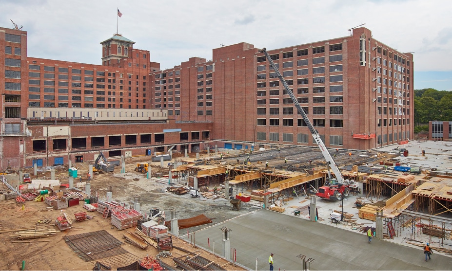 Construction underway in the PCM parking lot